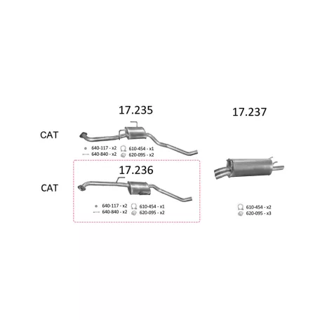 Edex 17.236 középső kipufogó dob – Opel Omega B