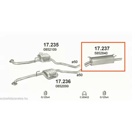 Polmo 17.237 – Opel Omega B Kipufogó hátsó dob
