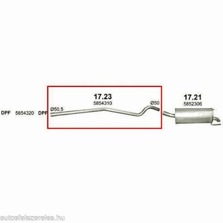 Marix 17-23 kipufogó közép cső – OPEL Astra H