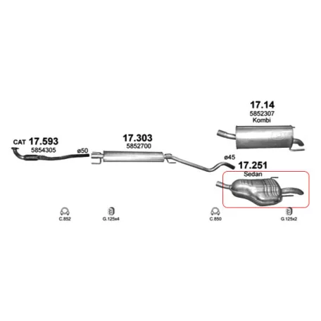 Polmo 17.251 – Opel Astra H Kipufogó hátsó dob