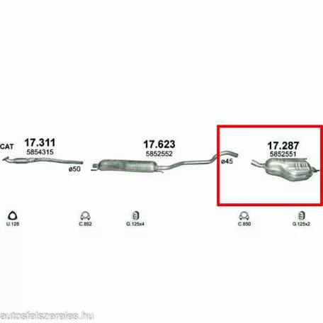 Polmo 17.287 – Opel Zafira B 1.6 / 1.8 / 2.2 Kipufogó hátsó dob