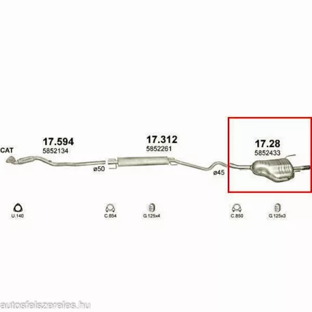 Polmo 17.28 – Opel Astra G 1.6 kombi Kipufogó hátsó dob