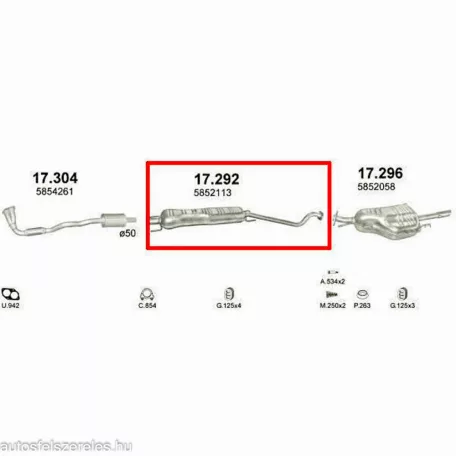 Marix 17.292 – Opel Astra G középső kipufogó dob