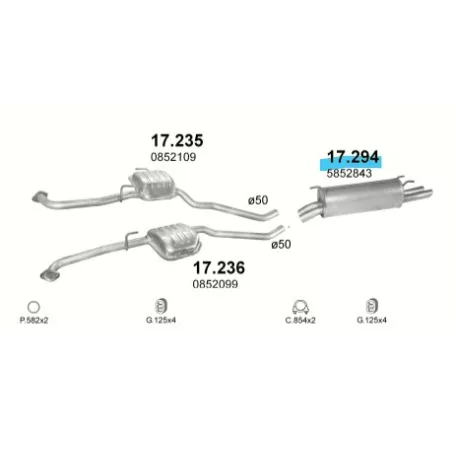 Polmo 17.294 – Opel Omega B Kipufogó hátsó dob