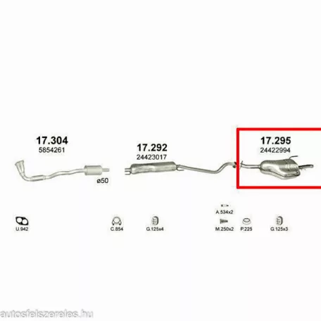 Marix 17.295 – Opel Astra G hátsó kipufogó dob