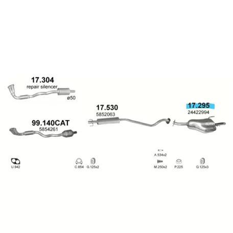 Marix 17.295 – Opel Astra G hátsó kipufogó dob