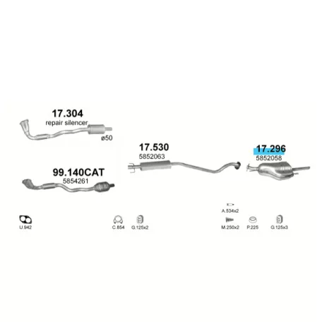 Polmo 17.296 – Opel Astra G 1.4/1.6 sedan/coupe/cabrio Kipufogó hátsó dob