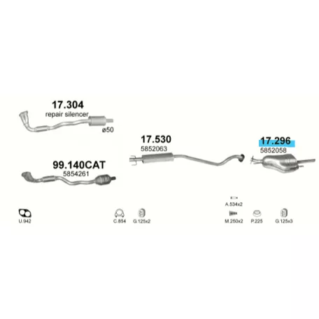 Marix 17.296 – Opel Astra G hátsó kipufogó dob