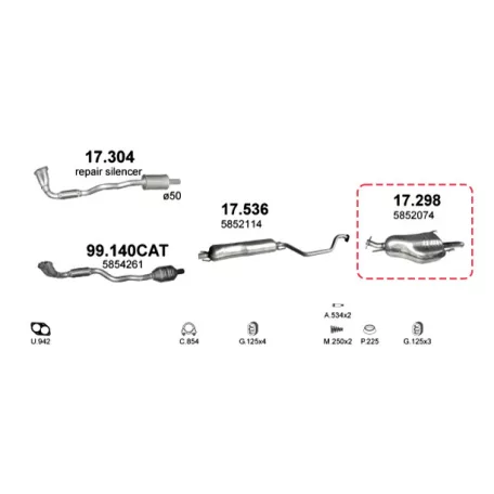 Edex 17.298 hátsó kipufogó dob – Opel Zafira A