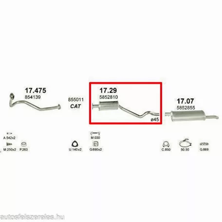 MARIX K17.29 - Kipufogó közép dob OPEL KADETT 1.3, 1.4, 1.6, 1.8, 2.0 (1984-1991)