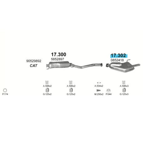 Polmo 17.302 – Opel Vectra B Kipufogó hátsó dob