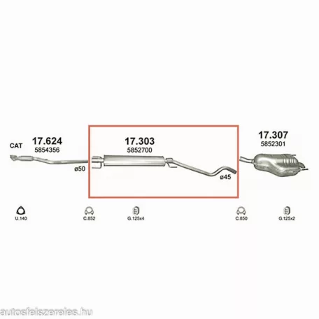 Marix 17.303 középső kipufogó dob – Opel Astra H
