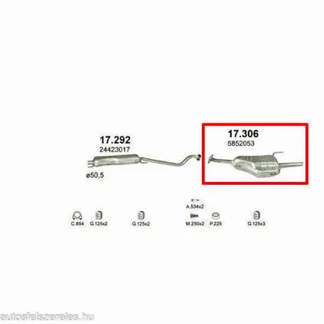 Polmo 17.306 – Opel Astra G 1.8/2.0 kombi Kipufogó hátsó dob
