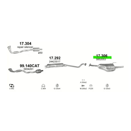 Polmo 17.306 – Opel Astra G 1.8/2.0 kombi Kipufogó hátsó dob