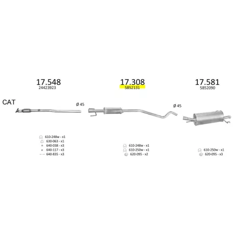 Edex 17.308 – Opel Astra G 1.2 kipufogó közép dob