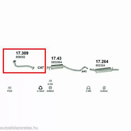 Marix 17.309 első kipufogó cső – Opel Astra F, Vectra A