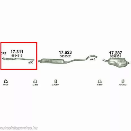 Polmo 17.311 – Opel Astra H/Zafira B első kipufogó cső