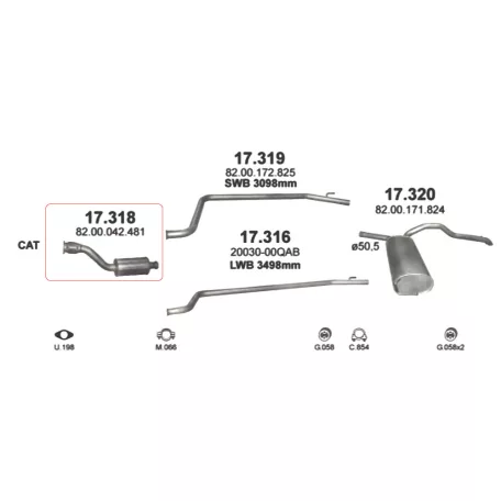 Polmo 17.318 – NISSAN Kipufogó első dob