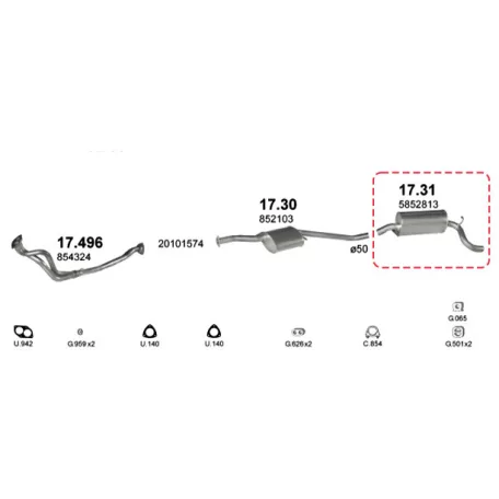 Edex 17.31 hátsó kipufogó dob – Opel Omega A