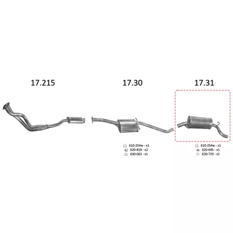 Edex 17.31 hátsó kipufogó dob – Opel Omega A