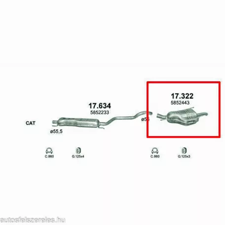 Polmo 17.322 – Opel Zafira A Kipufogó hátsó dob