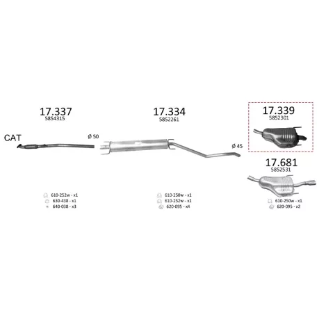 Edex 17.339 hátsó kipufogó dob – Opel Astra H