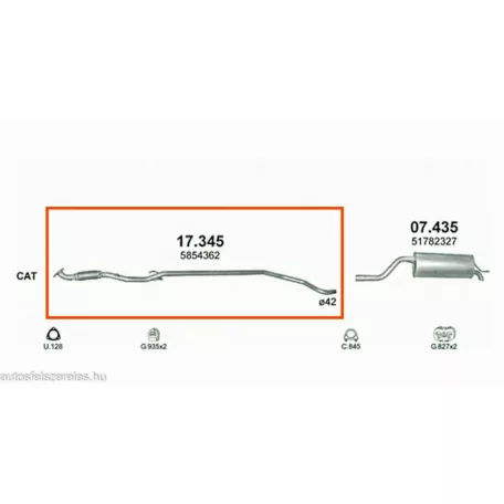 Marix 17.345 kipufogó közép cső – Opel Corsa D