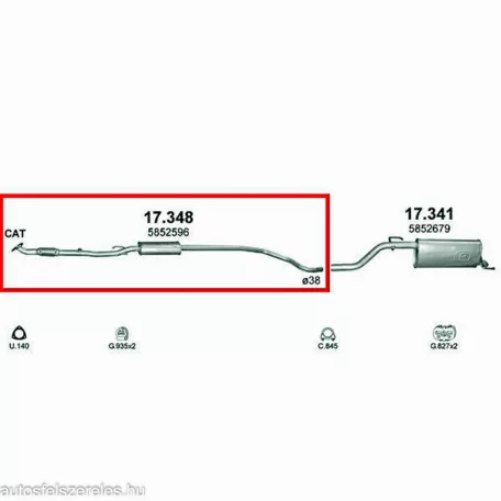 Polmo 17.348 – Opel Corsa D Középső kipufogó dob