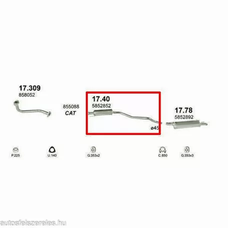 Marix 17.40 középső kipufogó dob – Opel Astra F