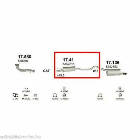 Polmo 17.41 – Opel Corsa B Középső kipufogó dob