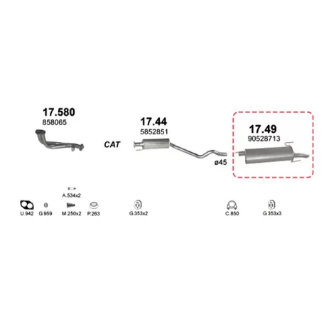 Edex 17.49 hátsó kipufogó dob – Opel Astra F