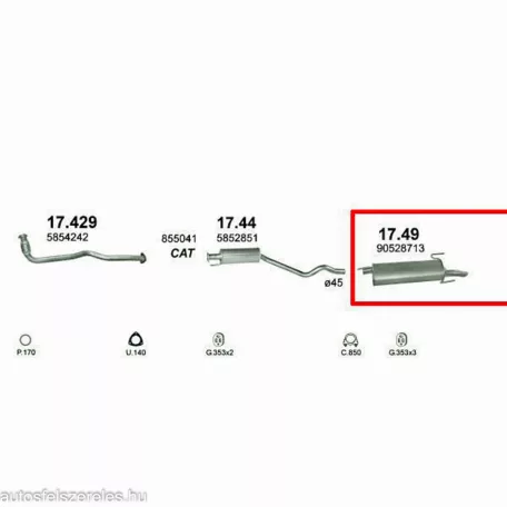 Marix 17.49 hátsó kipufogó dob – Opel Astra F