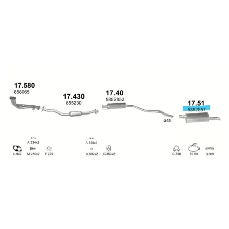 Polmo 17.51 – Opel Astra F Kipufogó hátsó dob