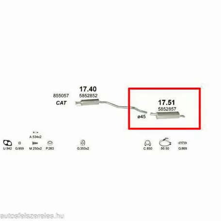 Marix 17.51 hátsó kipufogó dob – Opel Astra F, Kadett E