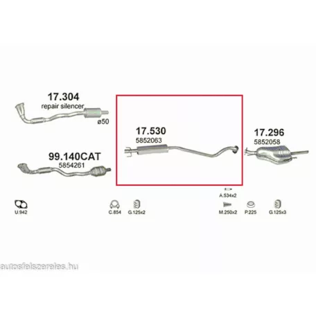 Polmo 17.530 – Opel Astra G Középső kipufogó dob