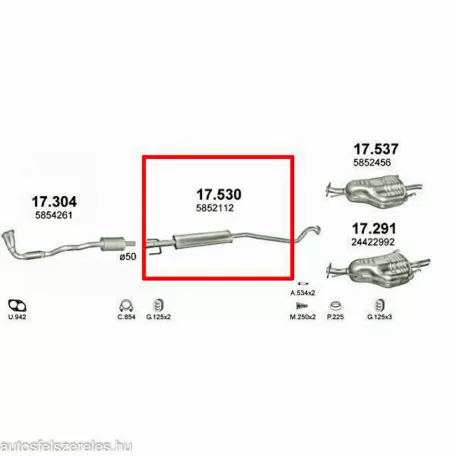 Polmo 17.530 – Opel Astra G Középső kipufogó dob