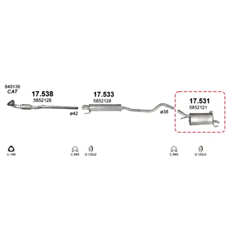 Edex 17.531 hátsó kipufogó dob – Opel Corsa C 1.0