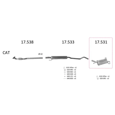 Edex 17.531 hátsó kipufogó dob – Opel Corsa C 1.0
