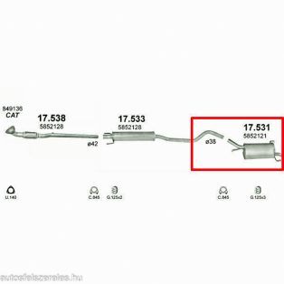 Polmo 17.531 hátsó kipufogódob – Opel Corsa C 1.0i