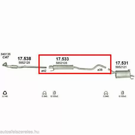 Marix 17.533 középső kipufogó dob – Opel Corsa C 1.0