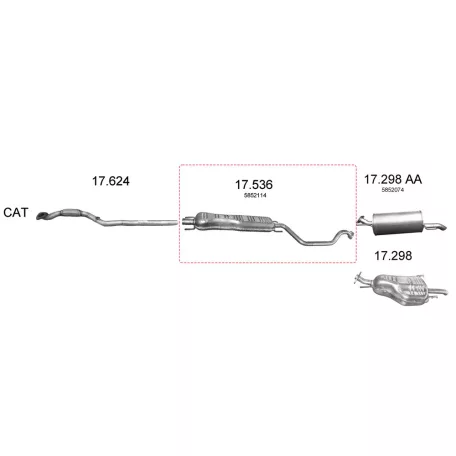 Edex 17.536 középső kipufogó dob – Opel Zafira A