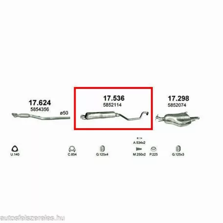 Polmo 17.536 – Opel Zafira A Középső kipufogó dob