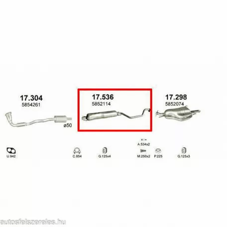 MARIX K17.536 - Kipufogó közép dob OPEL ZAFIRA 1.6, 1.8, 2.2 (1999-2005)