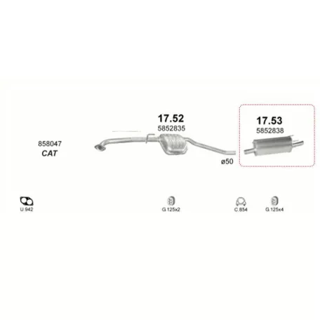 Polmo 17.53 – Opel Omega B Kipufogó hátsó dob