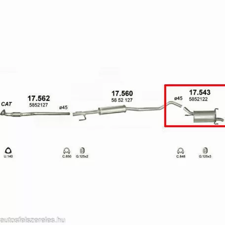 Polmo 17.543 – Opel Corsa C 1.2 Kipufogó hátsó dob