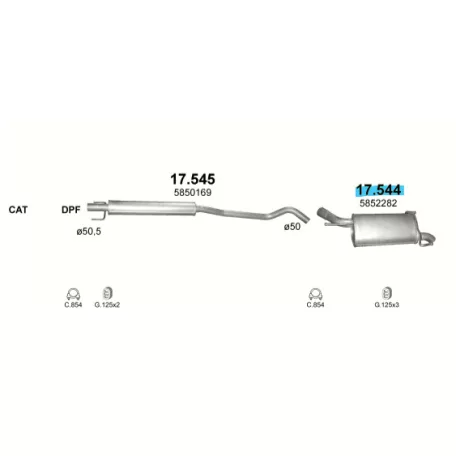 Polmo 17.544 – Opel Corsa C 1.7d Kipufogó hátsó dob