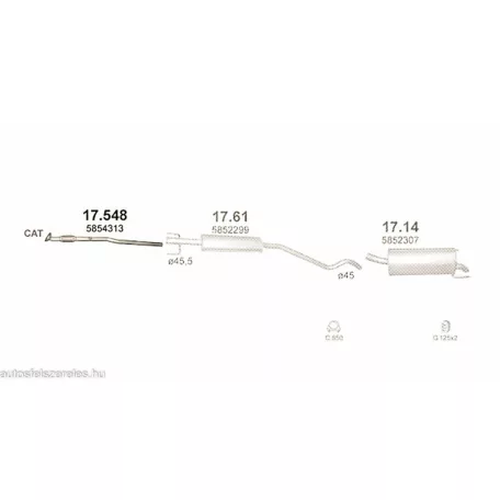 Polmo 17.548 – Opel Astra G / H / 1.2 / 1.4 első kipufogó cső
