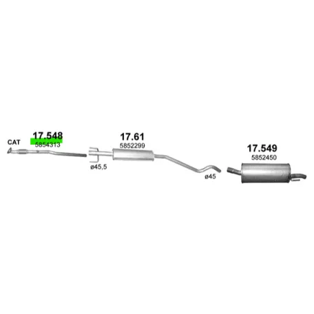 POLMO 17.548 - Kipufogó gyűjtő cső OPEL ASTRA 1.2, 1.4 (2000-2010)