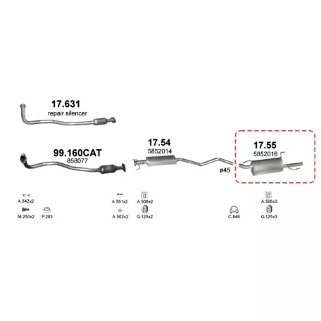 Edex 17.55 hátsó kipufogó dob – Opel Vectra B