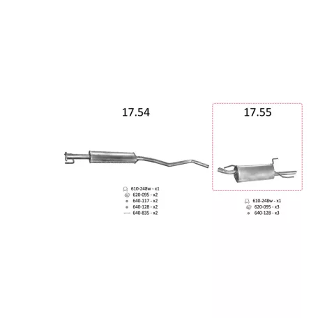 Edex 17.55 hátsó kipufogó dob – Opel Vectra B